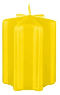 Sternkerzen Citron Gelb 6 x Ø 6 cm, 4 Stück, Adventskerzen, Weihnachtskerzen