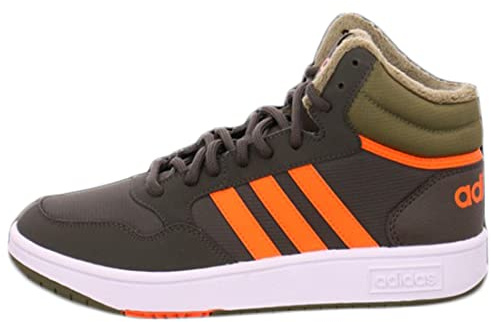 adidas Hoops Mid 3.0 K Sneaker, Shadow Olive Impact Orange Focus Olive, 38 EU