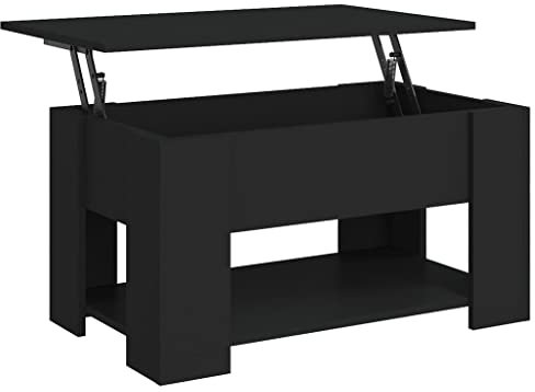 vidaXL Couchtisch Höhenverstellbar Kaffeetisch Beistelltisch Wohnzimmertisch Sofatisch mit Stauraum Schwarz 79x49x41cm Holzwerkstoff