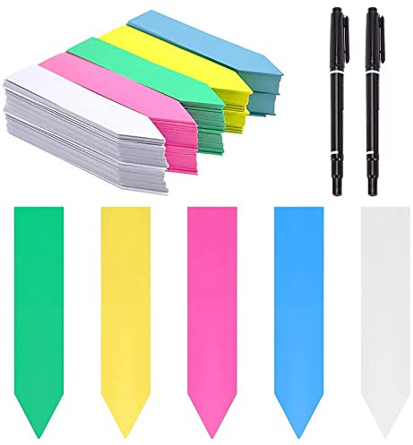 Plastik Pflanzenschilder Zum Beschriften, 500 Stück Pflanzschilder 10 x 2 cm, Pflanzenschilder Wetterfest, Wetterfest Gartenetiketten, Gartenpflanze Pflanzschilder mit 2 Schwarzen Stiften
