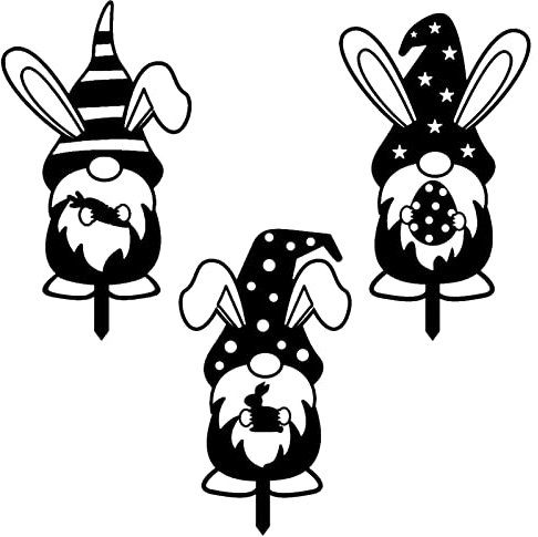 Gartenstecker Ostern, Dekorativer Hof Mit Hase Silhouette, Ostern Garten Deko, Rasenzwergpfähle, Gnomen-Gartendekoration, Große Acryl-Gartenkunst Für Den Außenbereich (A+B+C)