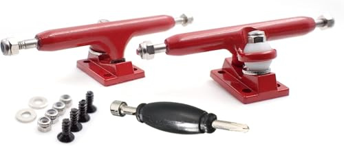 SPITBOARDS 32mm Fingerboard Pro Trucks by, Real Lock-Nuts, Single Axis, Kingpins, Rubber O-Ring Urethane Bushings, Optimized Hanger, Width 32 mm for Fingerboard Tuning & Assembling (Red)