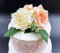 Boho Rose Flower Cake Topper Decorations Lady Cake Topper 8.7inch Vintage Artificial Pink Rose Wedding Cake Toppers for Wedding Bridal Shower Anniversary Birthday Party (Three rose flower)
