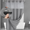 YellyHommy Juego de cortina de ducha sin gancho con forro a presión, cortina de ducha de gofre gris para baño, 190 cm de largo x 183 cm de ancho, color gris