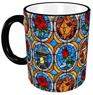 LOUJIN Taza de café de cerámica de la Bella y la Bestia, taza personalizada de cristal con caja de regalo para capuchino, latte, cacao caliente, taza de té, idea de regalo