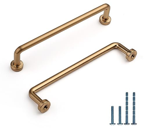 9BUILD 6 Stück Schrankgriffe Champagner Gold Lochabstand 128mm Griffe für Küchenschränke Zinklegierung Möbelgriffe Küchengriffe griffe möbel Küchenschrank Schranktürgriffe EU0025