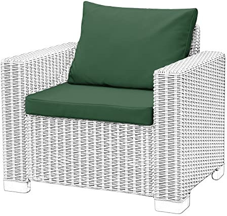 1,2 or 3 Seater Replacement Seat Cushion Pads for Keter Allibert California Rattan Outdoor Furniture | Water Resistant Rattan Patio Set Sofa Cushions Pads (Armchair, Bottle Green)