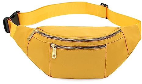 Hixingo Stylisch Bauchtasche für Damen und Herren, Hüfttasche Verstellbare Sport Groß Gürteltasche mit Reißverschluss für Outdoor Laufen Wandern Radfahren Gehen - 7 Farbe (Gelb)