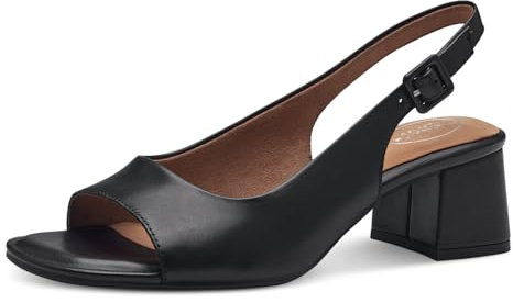 Tamaris COMFORT Damen Sandalen mit Absatz aus Leder mit verstellbarem Riemen, Schwarz (Black), 39 EU
