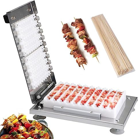 Brochettes Kebab Maker Grill Viande Brochette Machine, 10 Pouces Long Maker Press Moule Brochettes, Acier Inoxydable BBQ Viande Porteur Machine Dispositif Portable Barbecue Kebab Maker