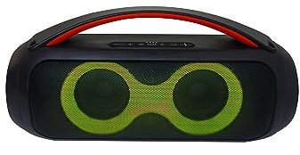 Majestic FIRE 11 PRO – Speaker bluetooth, Luci LED multicolore, ingressi USB/microSD/AUX-IN/MIC, Microfono a filo incluso, Batteria ricaricabile, TWS, Maniglia per il trasporto
