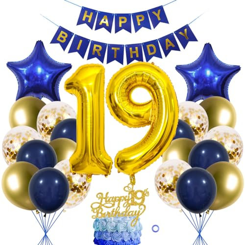 19 Geburtstag Deko Junge Mädchen Luftballon 19.geburtstag Deko Blau Gold Geburtstagsdeko 19 Jahre Mädchen Kuchen deko 19 Luftballon Gold 19 Jahre Geburtstagdeko Deko 19 Geburtstag Mädchen Junge