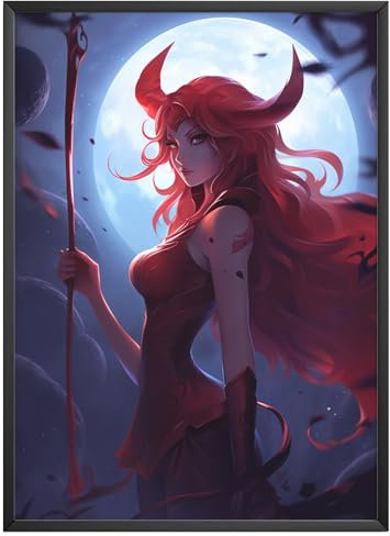 MJ-Graphics - Poster Waldgeist des Teufels - Anime Gaming Poster Dämonen-Reh | Wandbild Din A4 im Skinart Design mit 300g dickem Posterpapier - FineArt Kunstdruck ohne Bilderrahmen
