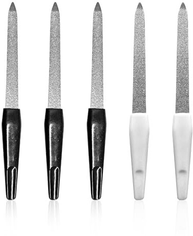 COACOM 5 lima per unghie in acciaio inox, lima per unghie naturale, lima per unghie in metallo, per donne, accessori per unghie double face per il salone a casa (bianco e nero)