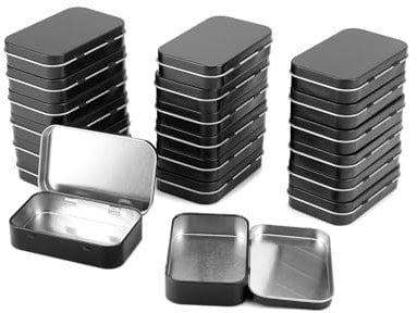 QWORK® 20 stück rechteckige metalldosen, blechdosen mit deckel, 95 x 60 x 20 mm, schwarz