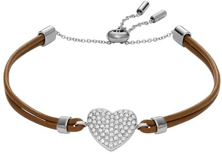 FOSSIL Damenarmband Sadie Glitz Heart Leder braun, JF04675040