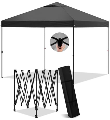 Laneetal Gazebo 3x3 Pieghevole Impermeabile, Pergolato da Giardino, Gazebo da Esterni, Protezione dal Sole, per Feste e Campeggio, Borsa per il Trasporto, antracite