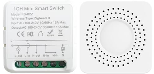 Bkiyougo 16A Zigbee interrupteur, interrupteur connecté compatible avec Alexa, SmartThings Hub et Google Home, concentrateur de passerelle ZigBee 3.0 requis, fil neutre requis (1 voie paquet de 1)