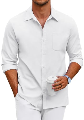 COOFANDY Herren Hemd Langarm Regular Fit Oxford Hemd Freizeithemd Business Casual Button Down Hemden Männer Einfarbig Muster 3 L