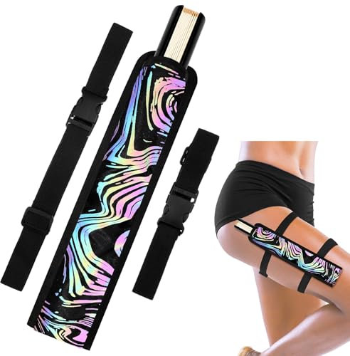 Cosblank Summer Rave Fan Holster Rave Fan Holder Folding Hand Pouch Foldable Sleeves with Waist Belt for Thigh Party(Vortex Style)