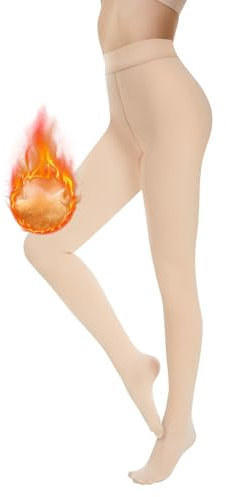 AMIYOYO Thermo Strumpfhose Damen Gefüttert Fleece Thermostrumpfhose Warm Leggings Gefälschte Durchscheinend High Waist Dicke Pantyhose Winter