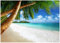 WTD - Carta da parati fotografica da spiaggia con palme, blu caraibico, 400 x 280 cm, con colla, per soggiorno, camera da letto, corridoio, moderna in tessuto non tessuto, resistente ai raggi UV