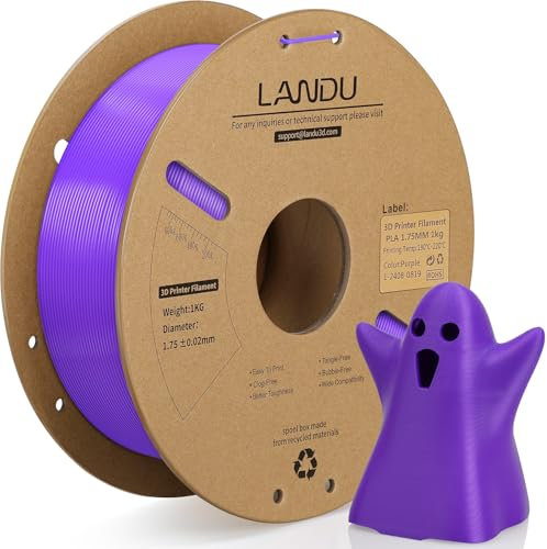 LANDU PLA Filament 1.75mm PLA 3D Drucker Filament 1KG(2.2lbs) Pappspule Sauber Gewickelt Maßgenauigkeit +/-0.02mm Filament 3D Druckmaterialien Lila