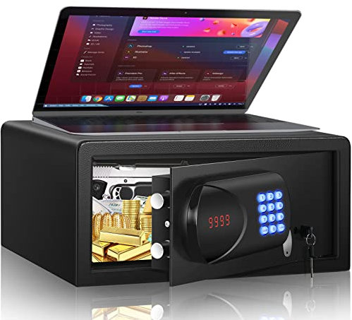 30L Fireproof Safe Box with Automatical Lock, Anti-Theft Hotel-Style Safe with Backlight Keypad and Spare Keys, Personal Document Safe for Laptop Cash Jewelry Medicines Documents
