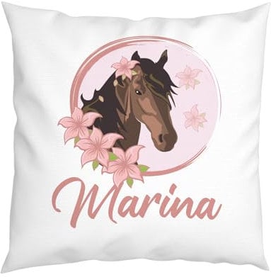 LIEBTASTISCH - Kissen mit Namen - personalisiert - Pferd - Pferdekopf - Pferdemotiv - individuell - Wunschname - Geschenkidee - Geburtstagsgeschenk