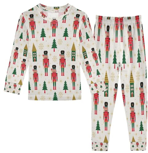 Kids Pajamas Sets Christmas Nutcracker Cotton Sleepwear Pyjama Set Long Sleeve Xmas Tree Pjs Set Nightwear Homewear for Girls Boys Multi