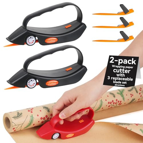 THURYAL Wrapping Paper Cutter, Wrapping Paper Cutter, Christmas Wrapping Paper Cutter, Slider Tool, Paper Roll Cutter for Christmas, Gift Wrapping, Packing of 3