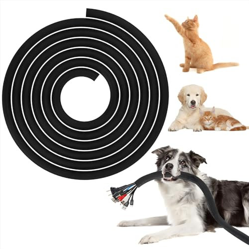 BUSOHA Cache-fils pour cordons – Protection de cordon de 7,9 m contre les animaux domestiques – Manchon flexible de gestion des câbles de 1,27 cm, cache-câbles pour câbles USB, alimentation, audio et