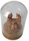 BLUSUPERSHOP 1 Krippe komplett in Glasglocke Höhe 6 cm Durchmesser 5 cm Korkfuß mit oder ohne Geburt 3 Schäfte Kunststoff 3,5 cm