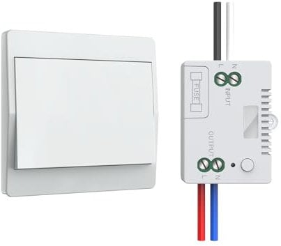 Thinkbee Wireless Light Switch Kit - Kinetic Switch Self-powered No Battery No Wiring On/Off Radio Wall Switch Remote Control Your Fixtures up to 200m, AC 90~250V, Max 10A, Great for Garden Garage
