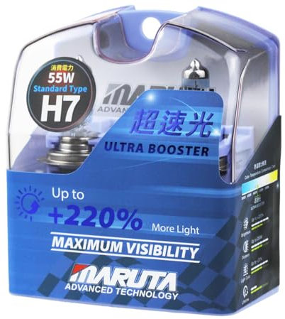 MARUTA H7 55W ULTRA BOOSTER - 220% Maximum Visibility - designed in Japan - Scheinwerfer, Abblendlicht, langlebige hochwertige Xenon-Gas Quarzglas Birne, ECE Prüfzeichen