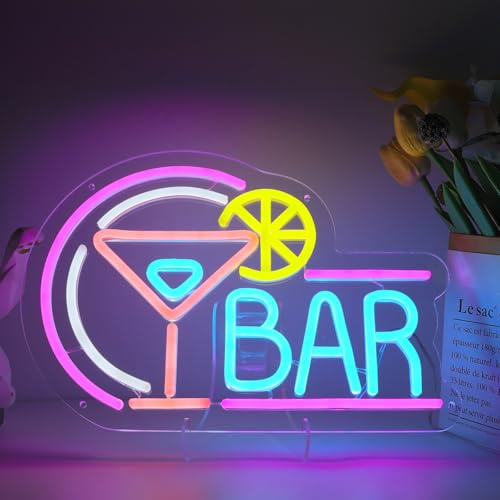 ENUOLI Cocktailbar-Neonschilder, Weinglas-Bar-Neonschild, 10-stufig | dimmbare USB-betriebene Lichter, Kunst-Wandleuchte für Bierkneipen-Dekor, Party, Nachtclub, Männerhöhle-Dekor