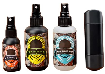 Gitarrenreiniger-Sprays Set Griffbrett Zitronenöl Rostschutz-Pflegeöl Reinigung Politur Agent Gitarrensaitenreiniger Werkzeug