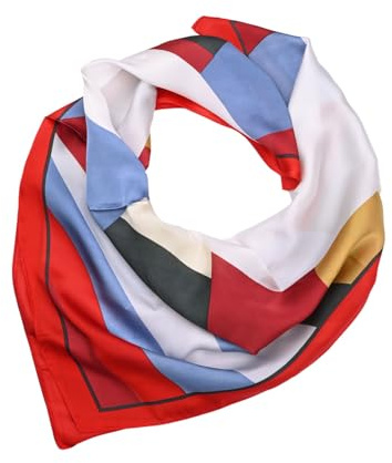 LUMBERJACK Sciarpa Donna Pura Seta, Foulard Fazzoletto da Collo, Fantasia Geometrica, Quadrato 70x70 cm, Con Scatola Regalo