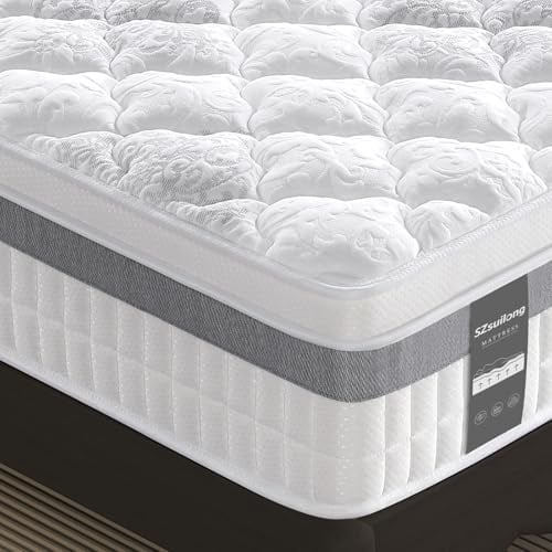 SZsuilong Single Mattress, 11 IN Hybrid Pocket Sprung Cooling Mattress | vintage knit anti-pilling fabric, 7-zone pocket springs for quiet sleeping, Pressure relief & wave breathable foam 90x190x28