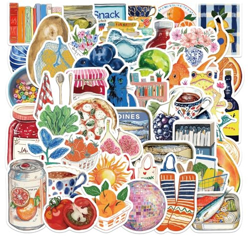 Nymora 50 Stück Ästhetische Sticker Set, Vintage & Graffiti Sticker für Kindle, Journal, Laptop, Wasserdichtes Vinyl Aufkleber