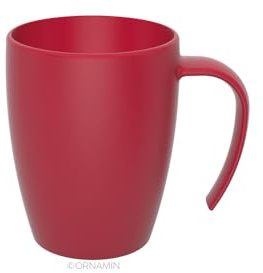 Ornamin Kaffeebecher– stapelbar, bruchstabil, BPA‑frei, 280 ml, ergonomischer Henkel, wiederverwendbar & Made in Germany (rot)