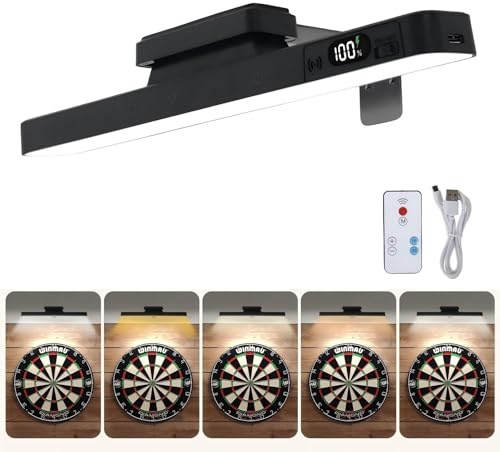 Dart Beleuchtung Kabellos, Magnet Dartscheibe Beleuchtung mit Fernbedienung, Einstellbare Farbtemperatur und Winkel, Dart Licht für Bilderrahmen Beleuchtung, Dartbeleuchtung
