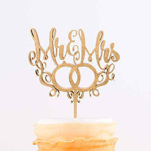 KLEINLAUT 3D-Schriftzug Cake Topper Mr. & Mrs. mit Ringen in Größe: 25 x 29,5 cm - Dekobuchstaben - 32 Farben zur Wahl - Neon Pink