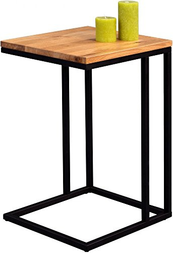 Beauty.Scouts Möbel MM Beistelltisch Timo, massiv Wildeiche, Metall schwarz matt, 38 x 62 x 43 cm, Ablagetisch, Wohnzimmertisch, Couchtisch
