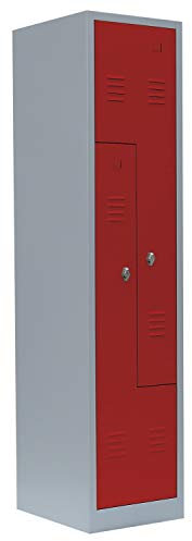 Lüllmann Spind komplett montiert Spint 2er Z-Spind Umkleide Stahl Kleiderschränke Garderobenschrank 525104 Rot (H x B x T): 1800 x 415 x 500 mm