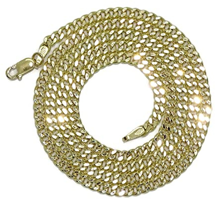 Halskette aus 18-karätigem Gelbgold für Herren, Panzertyp, 3 mm breit und 60 cm lang, Karabinerverschluss