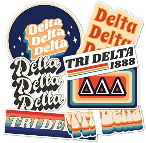 Delta Delta Delta Delta 70er Jahre Aufkleber Bogen Aufkleber Laptop Wasserflasche Auto Tri Delta (70er Blatt)