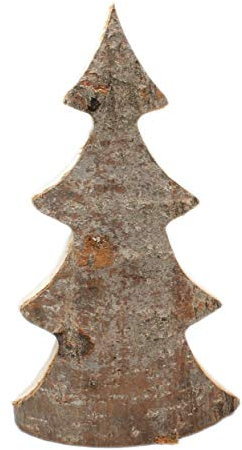 Deko-Figur aus Natur-Holz mit Rinde, Tannen-Baum, 35x19x5cm, Weihnachten X-Mas Dekoration
