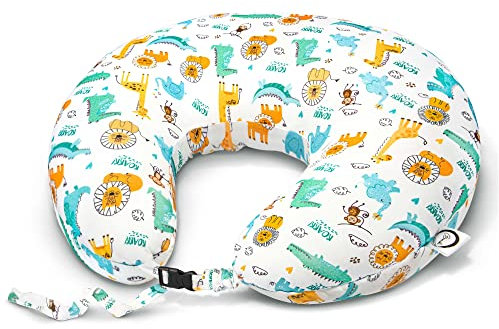 Bamibi Nursing Pillow for Breastfeeding with Adjustable Clasp, Multi-Use Breastfeeding Pillow, Cozy Breast Feeding Pillows for Babies, Cover 100% Cotton, Filling 100% Polyester (Animals Design)