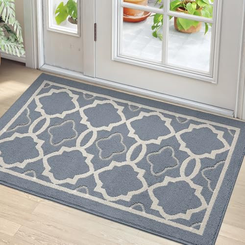 DEXI Door Mat 80 x 120 cm, Doormat Indoor Dirt Trapper Non-slip, Machine Washable Entrance Rug, Super Absorbent Inside Floor Doormats, Light Grey